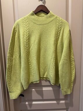 Chelsea & Violet Lime Cable Mock Neck Sweater